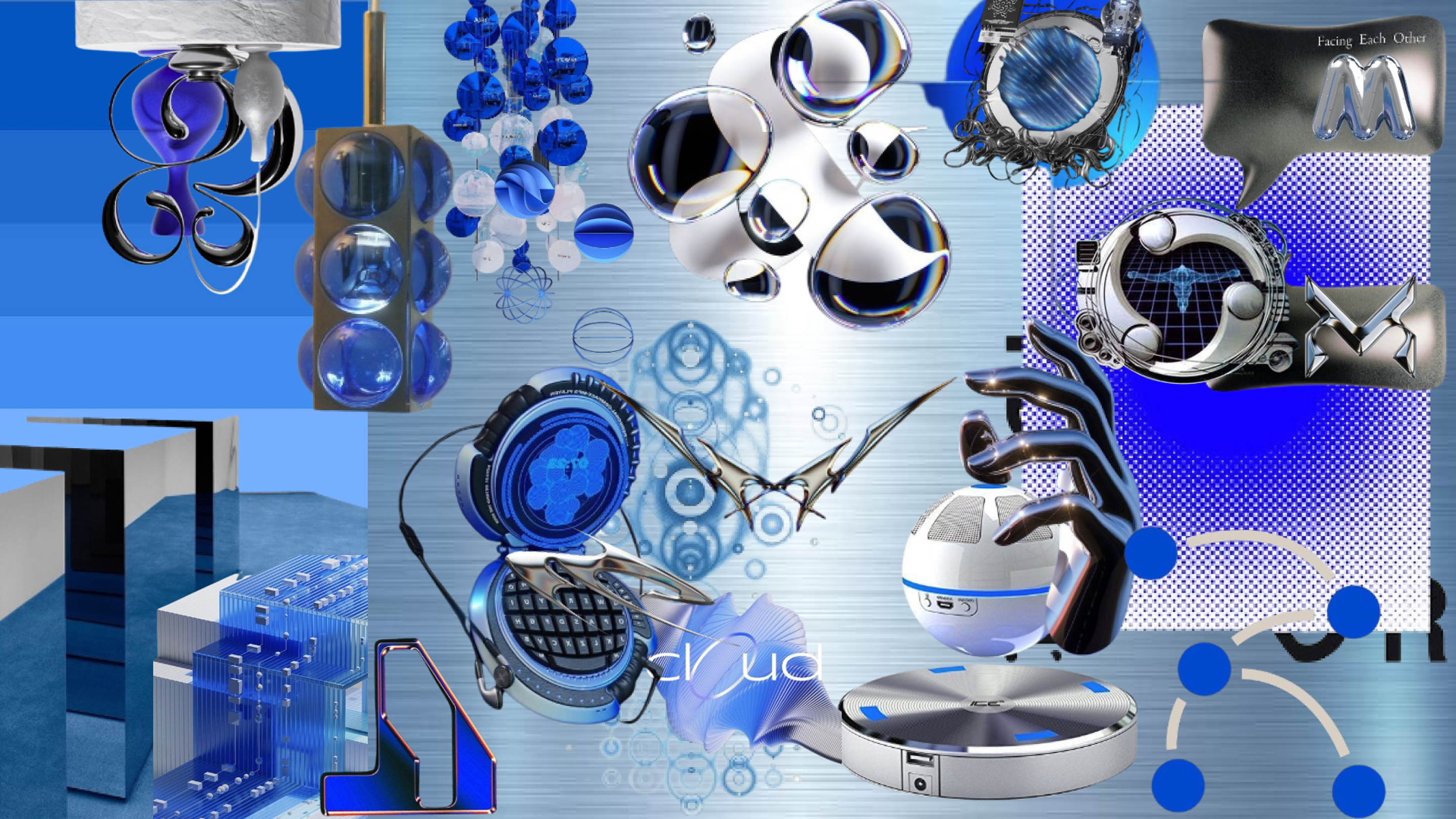 Moodboard exploring style, texture, colour and typography